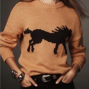 Anthropologie Porridge Western Horse Sweater Small NWOT